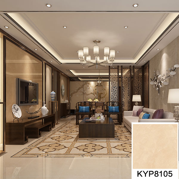 02 南宫娱乐大理石瓷砖：世纪米黄 KYP8105地面铺贴效果图
